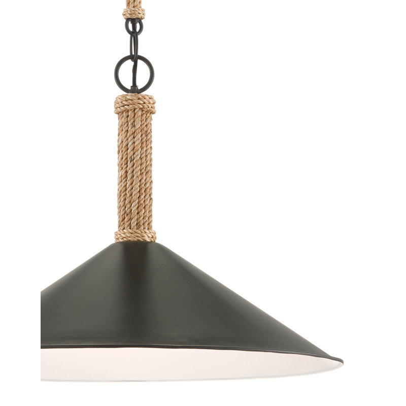 Ocracoke 1 - Light Single Cone Pendant with Rope Accents