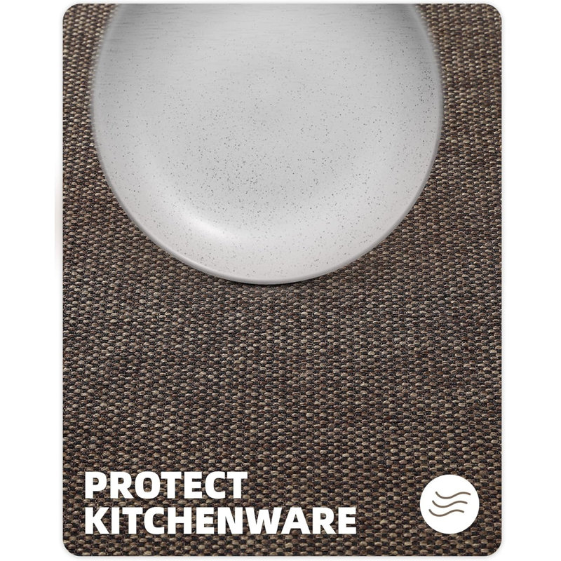 Kitchen Rugs Non Slip Washable, Brown, Runner 43.5cm W x 120cm L