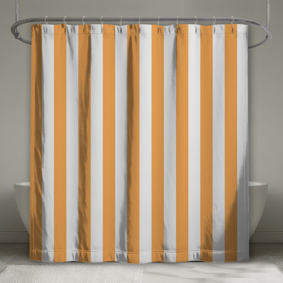 Orange Vertical Stripes Shower Curtains Extra Long