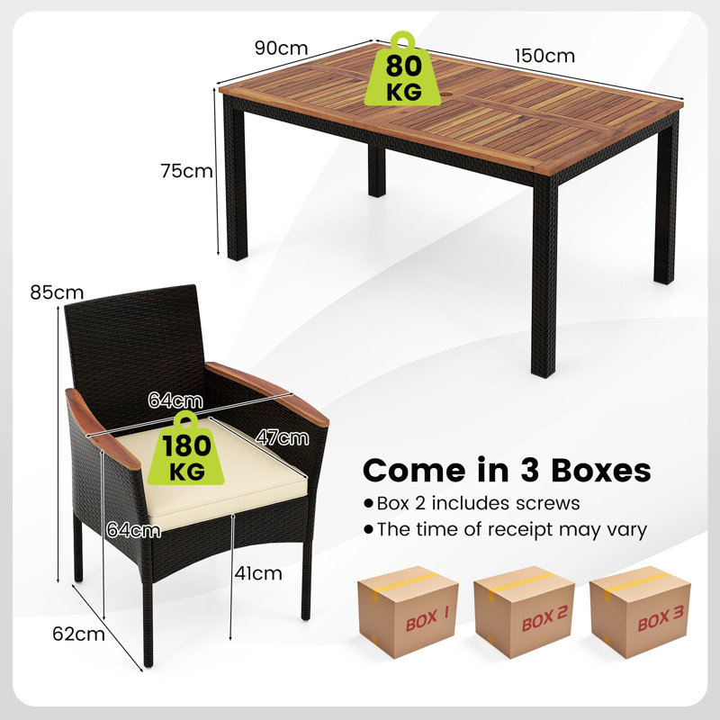 6 - Person Patio Dining Set with Rectangular Table