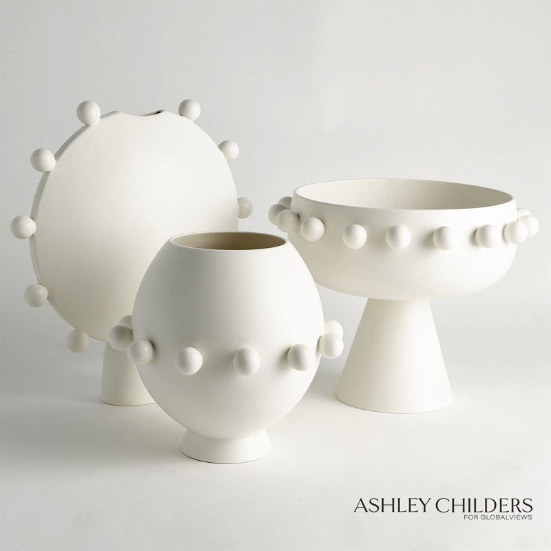Spheres Collection Vase-Ivory, White