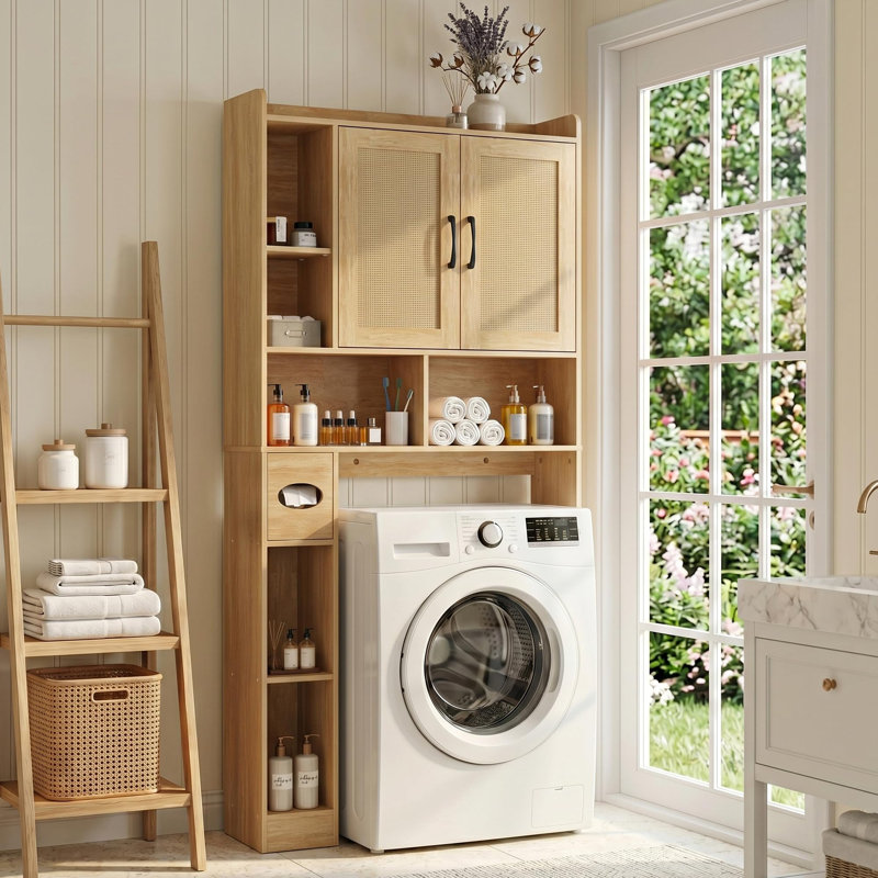 Over Toilet Storage Unit, 9 Storage Compartment, Wicker
