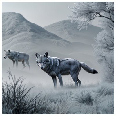 Gray Wolves In Winter Wall Tapestry  Wolves Wall Decor