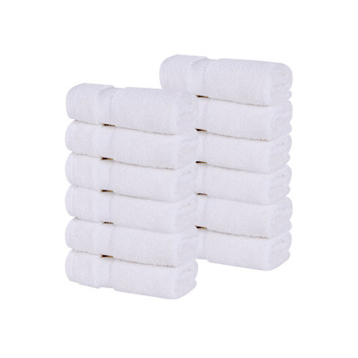 Salih Zero Twist Cotton Solid Chevron Dobby Border Super Soft Absorbent Face Towel Washcloth