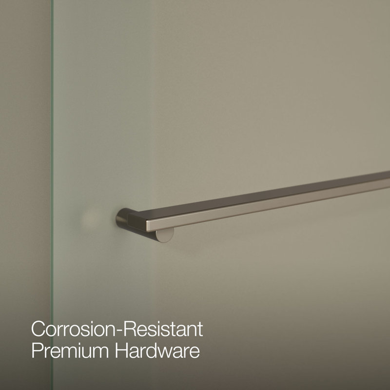 Revel 59.62'' x 70'' Double Sliding Shower Door with CleanCoat® Technology, Anodized Brushed Nickel, Frosted
