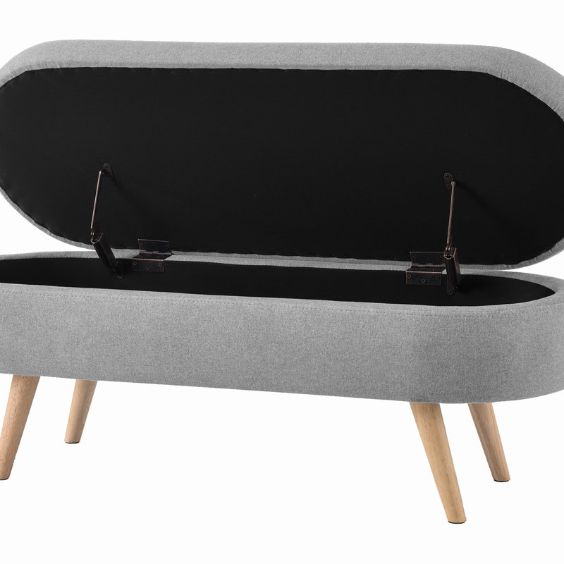 Jolande Upholstered Ottoman, Gray Linen Blend