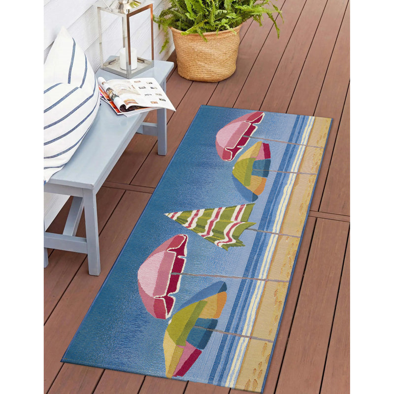 Tapis intérieur / extérieur Aylesha Beach Umbrella, Tapis de couloir 1 pi 11 po x 4 pi 11 po