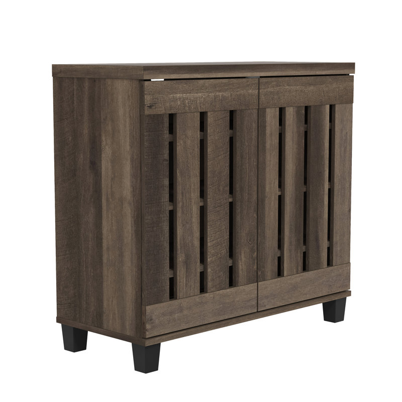 Armoire de rangement pour chaussures 12 paires Baron, Chêne foncé