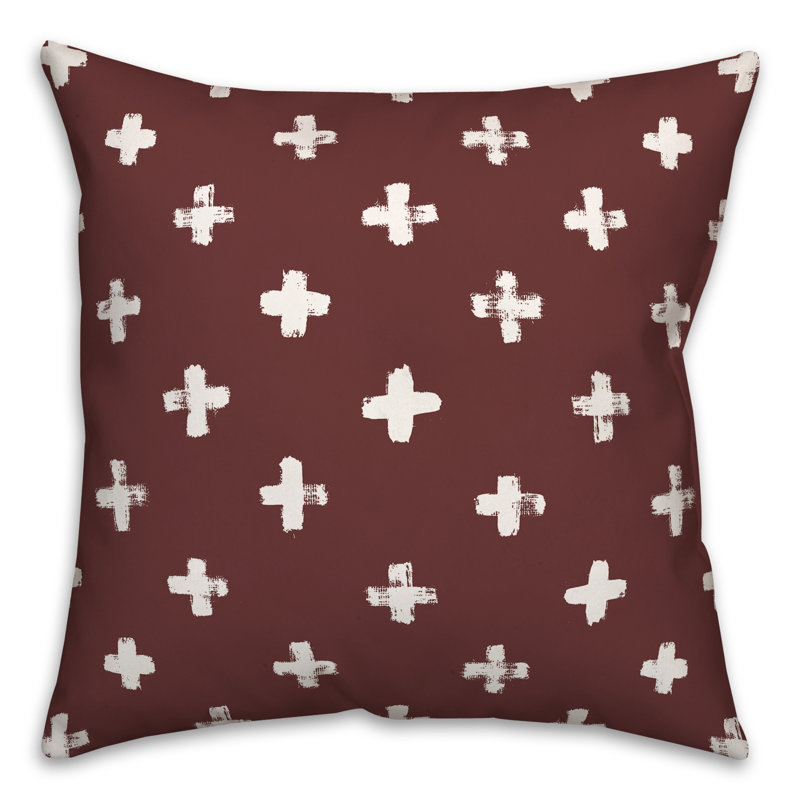  Coussin décoratif intérieur / extérieur en polyester à pois, H 18 po x l 18 po, Marron