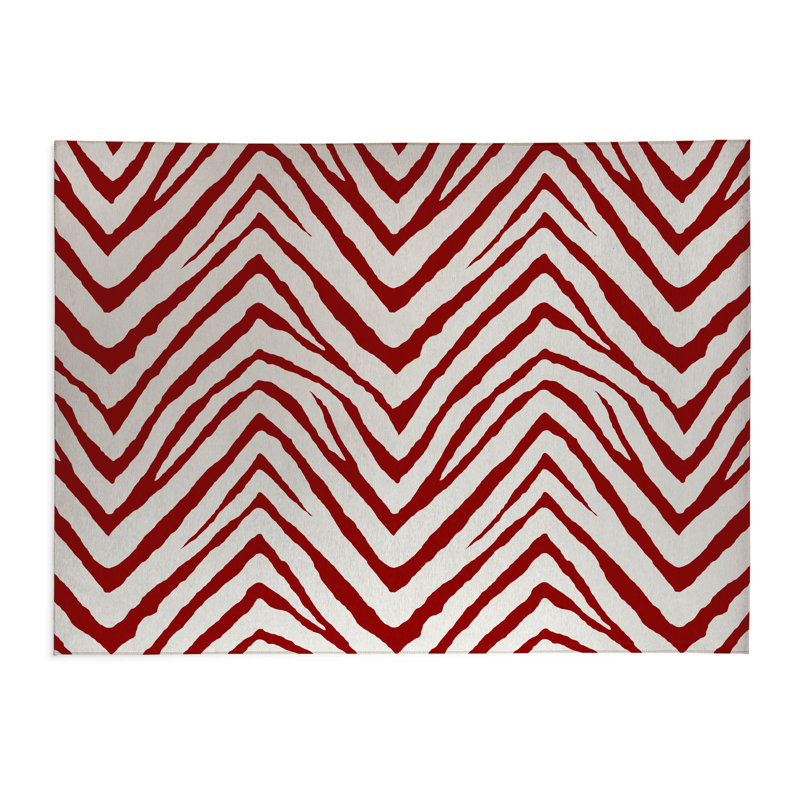 Tapis de cuisine Zebra, Rectangulaire 4 pi x 6 pi, Rouge canneberge