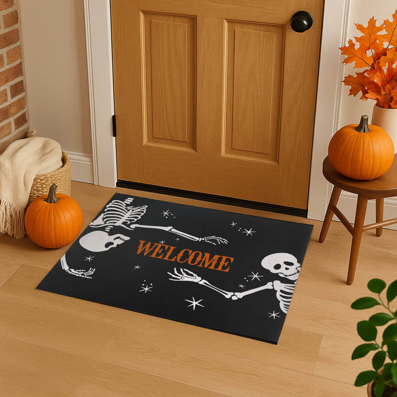 Tapis d'entrée antidérapant Skeleton, Gris anthracite, L 60 po x L 84 po