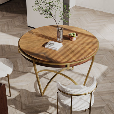 Kyliann Round Contemporary Rich Walnut Veneer Dining Table , 45.75" W x 45.75" D x 30" H