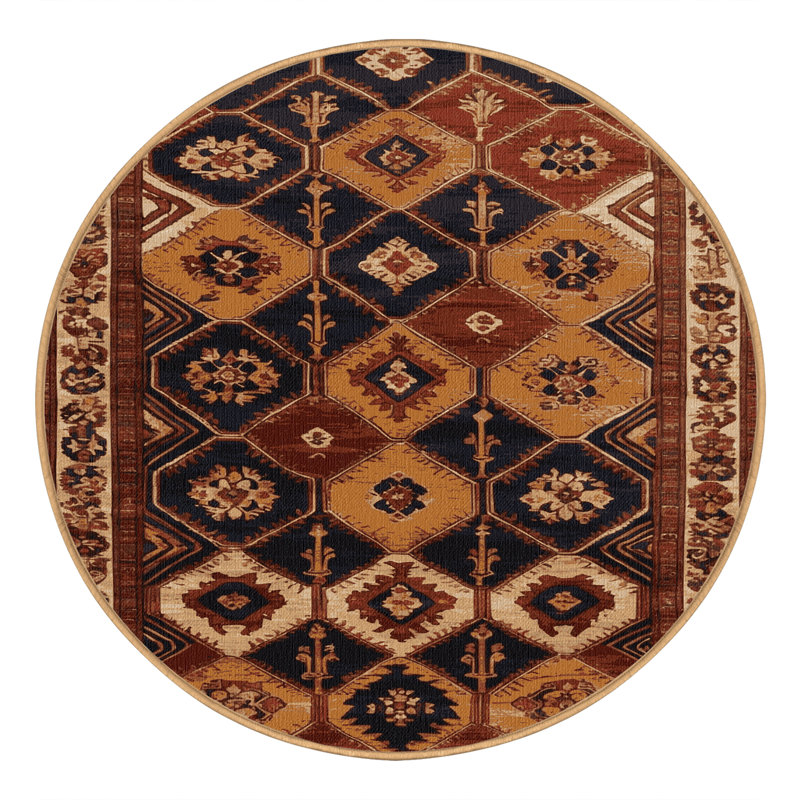Tapis brun lavable à la machine, Rond 8 pi