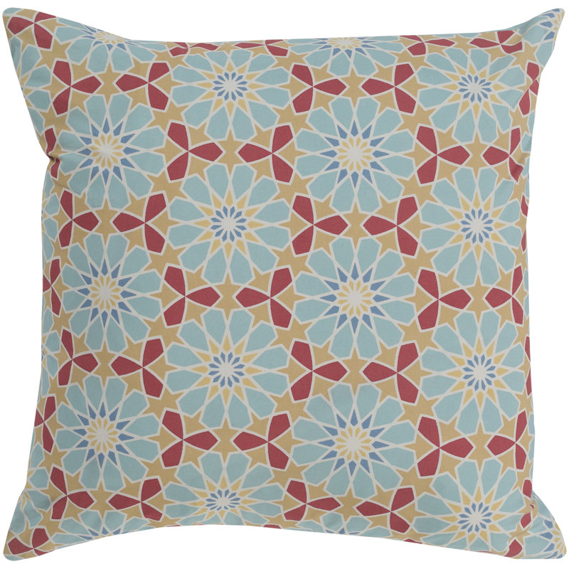 Francesco Paisley Cotton Pillow Cover, Aqua, 22" H x 22" W x 4.5" D, Down
