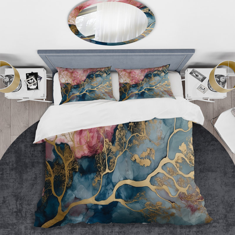 Ensemble de housse de couette "Exploration des profondeurs de la géode rose I"