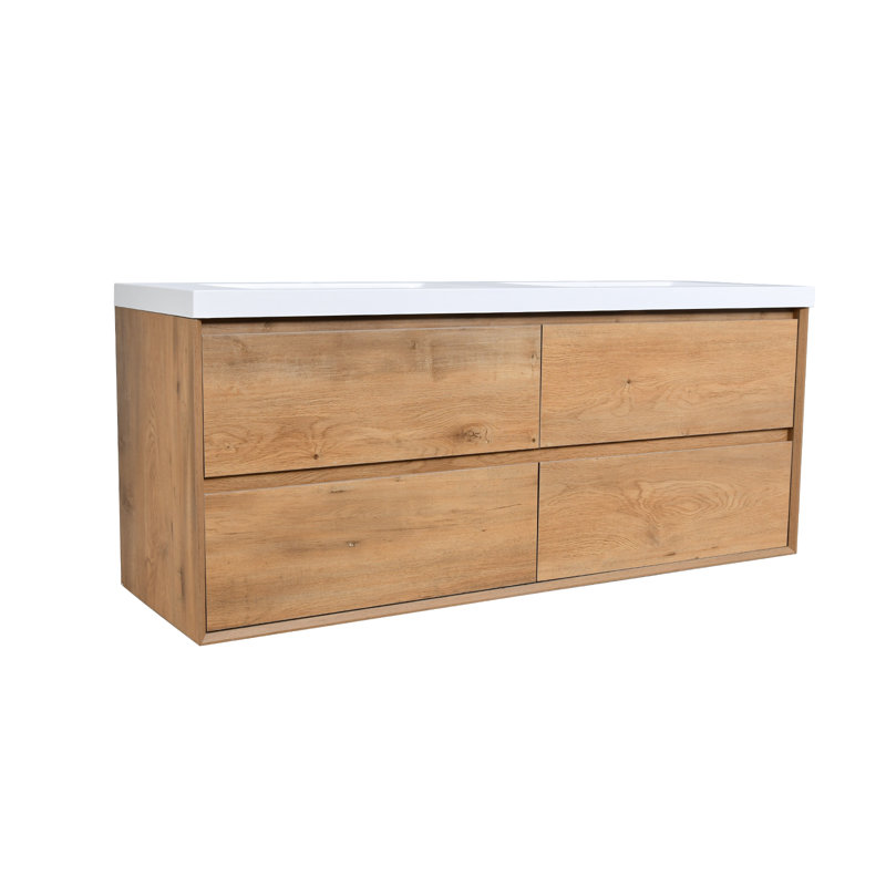 Meuble-lavabo mural double 60 "avec dessus et lavabos Babajide