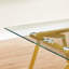 Table de salle à manger Boykin en verre doré moderne avec surface lisse, pieds en métal et pieds coulissants, idéale pour une utilisation contemporaine-121298168