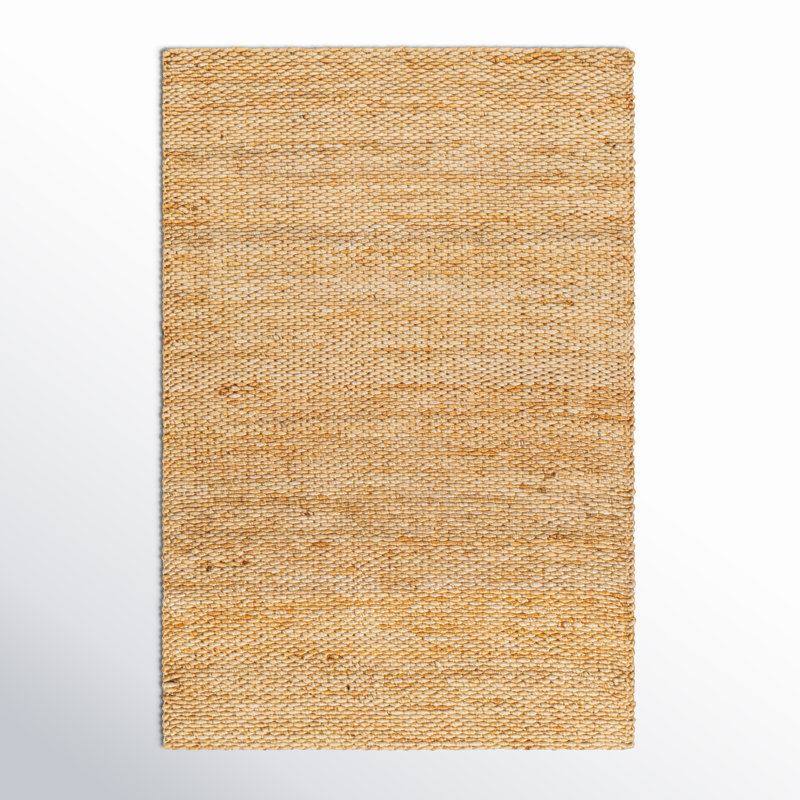 Edgemere Solid Color Hand Braided Jute Area Rug in Khaki, Rectangle 6' x 9'