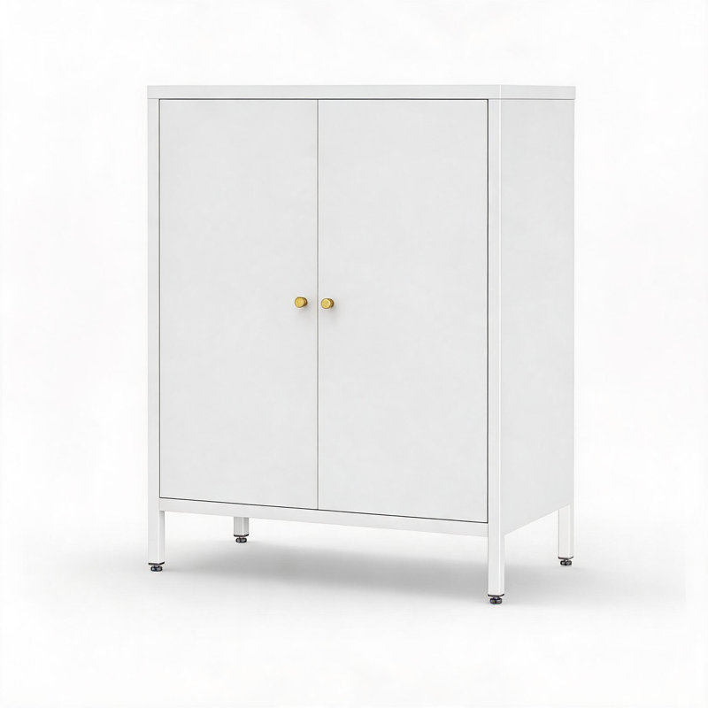 Armoire de buffet 30,3 "à portes magnétiques, tablette de rangement autoportante en acier au carbone, blanc