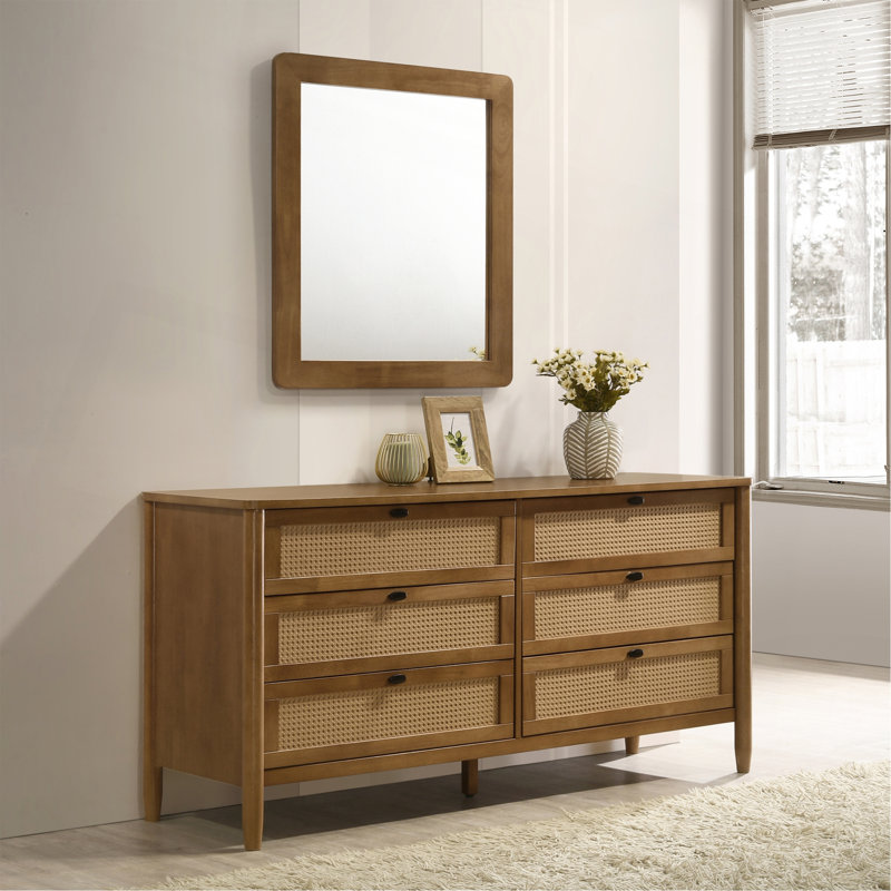 Commode 6 tiroirs avec miroir Vichy