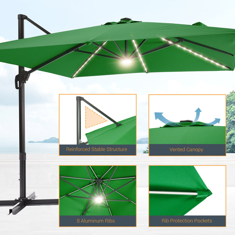 Parasol pivotant à 360 degrés Leipsic 120, Vert trèfle