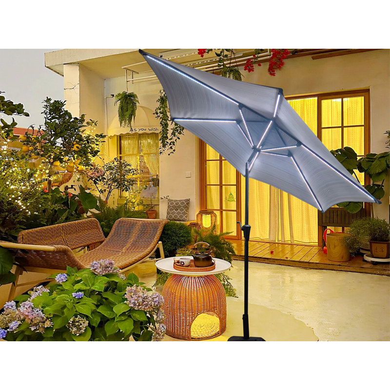 PARAPLUIE 9 PIEDS AVEC LUMIÈRE LUMINEUSE, Rayures bleues