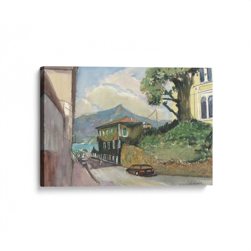 «Street Scene in Lake Como» par Stephen Calcasola, reproduction d'art sur toile, H 12 po x l 16 po