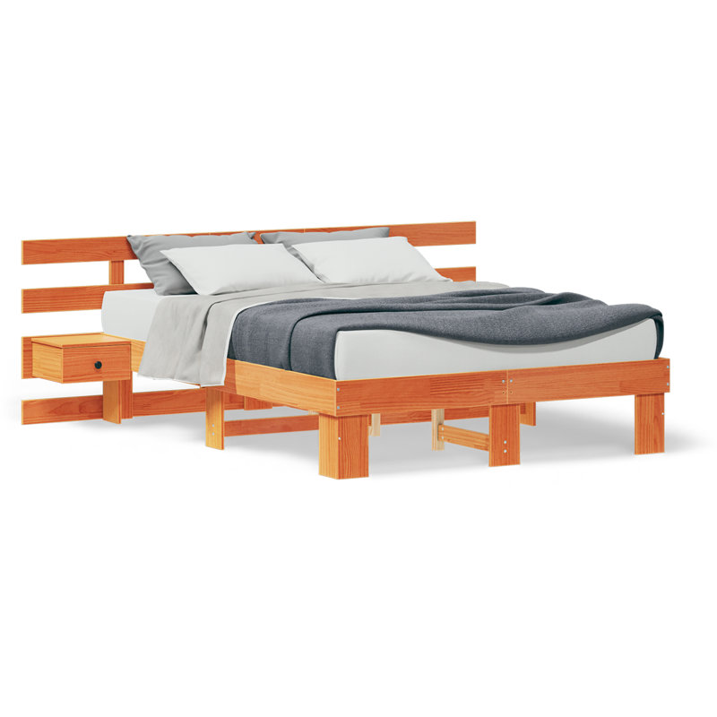 Solid Wood Bed Frame, Small Double (4'), Brown