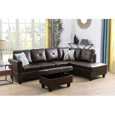 Swarey Faux Leather L-Shaped Sectional
