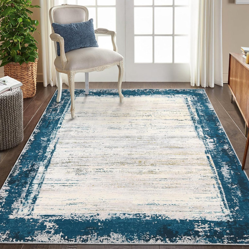 Tapis de couloir lavable 2 x 6 - antidérapant, à poils courts, motif abstrait avec envers en caoutchouc pour la cuisine, la buanderie, le vestibule, gris