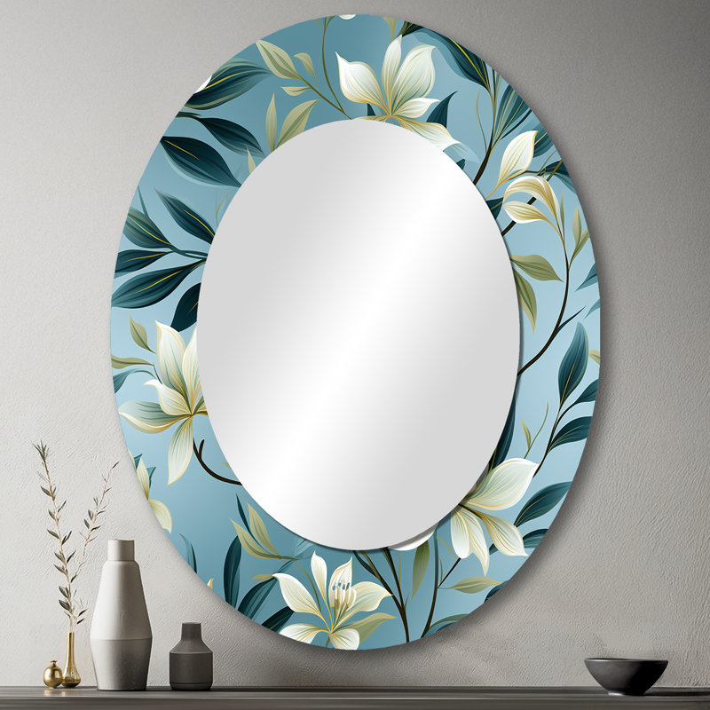 Troene - Miroir mural ovale vert, H 43 po x l 33 po