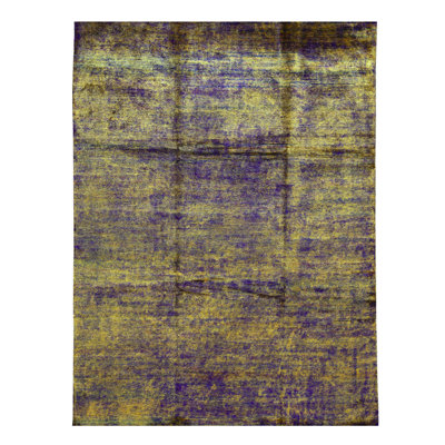 Silk Area Rug in Violet/Yellow