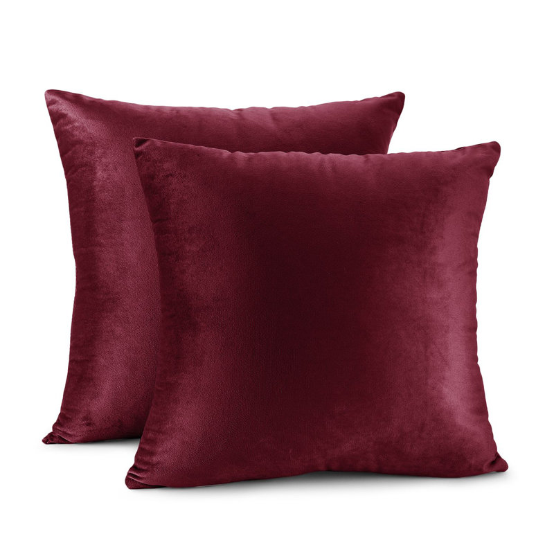  Velvet Decorative Throw Pillow Cover, Burgundy Red, 22"H x 22"W