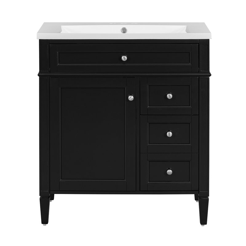 Meuble-lavabo de 30 po avec lavabo supérieur, armoire de rangement moderne avec 2 tiroirs et un tiroir basculant, meuble-lavabo simple (identique à SW000122AAE-1)
