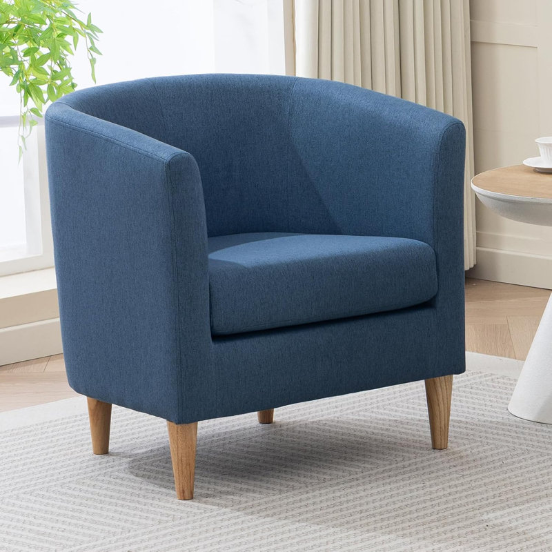 Cottle Barrel Accent Chair with Wood Leg, Modern Comfy Living Room Chairs with Armrest Small Reading Chair with Cozy Soft Padded for Bedroom Reception Room Cafe