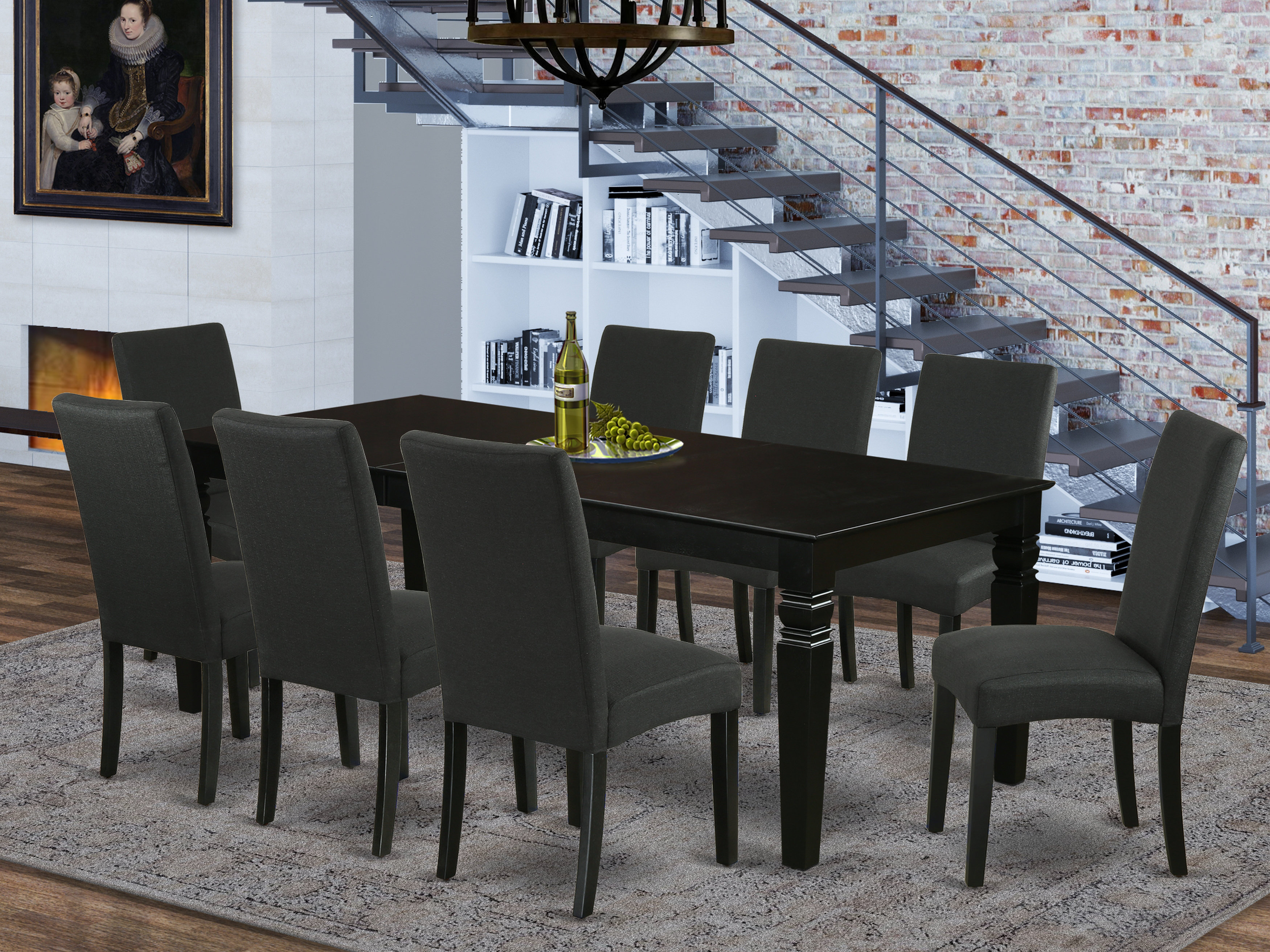 Winston Porter Friedler 9 Piece Extendable Rubberwood Dining Set