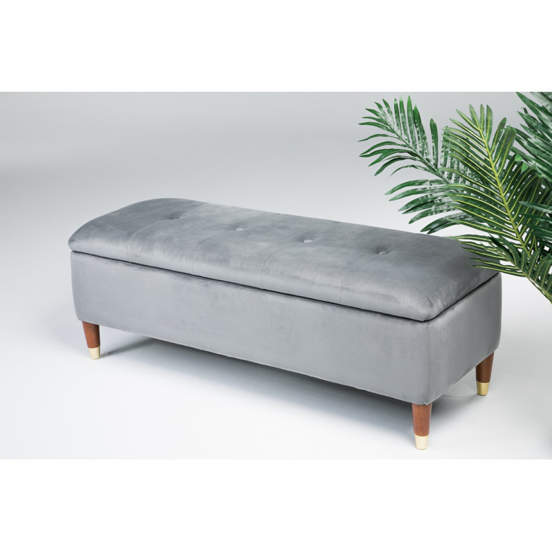 Agnon Upholstered Storage Bench, Grey