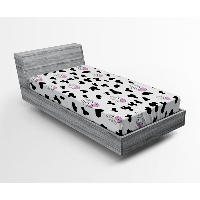 Microfiber Fitted Sheet, Twin Fitted Sheet, Black/Pink Animal Print 6