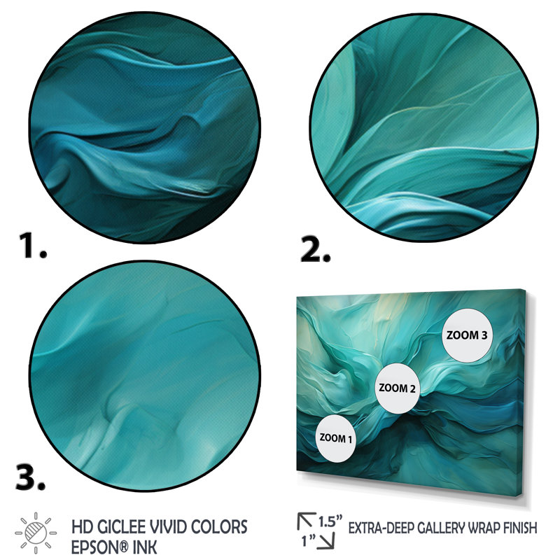 Turquoise Tranquility V - paysages abstraits, impressions sur toile, Toile tendue, Sans cadre, H 24 po x l 32 po