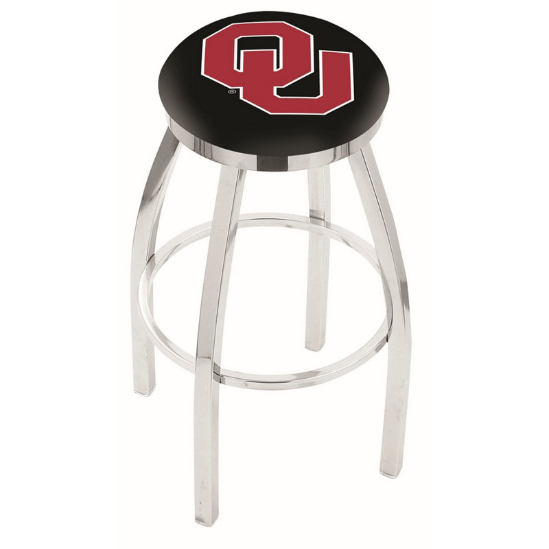NCAA 36" Swivel Bar Stool, Oklahoma, Chrome