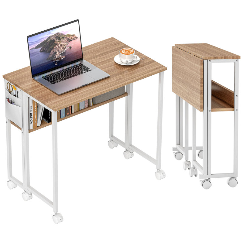 Writing Desk, 75cm H x 80cm W x 50cm D, Natural Wood Finish/White