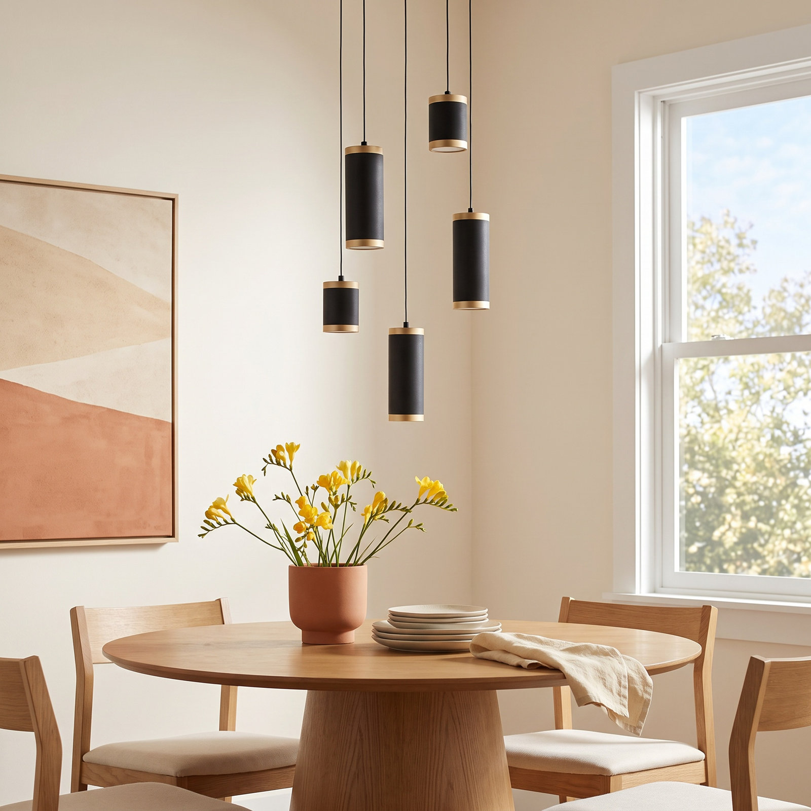 Lynnasia 5 Light Steel Dimmable LED Pendant