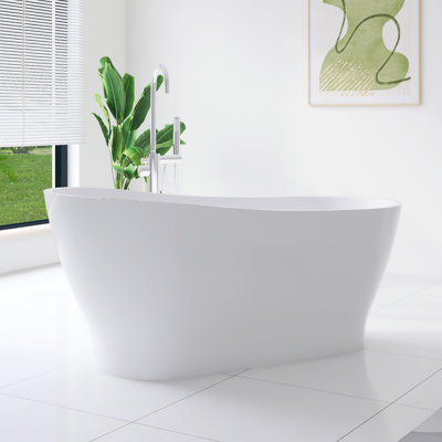 63'' Acrylic Freestanding Soaking Bathtub In Glossy White