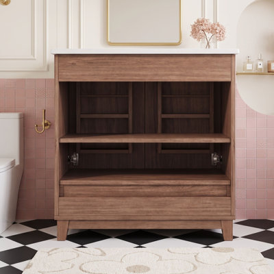 Freestanding Standard Free Standing Single Double Single Vanity Bathroom Vanity With Ceramic Top