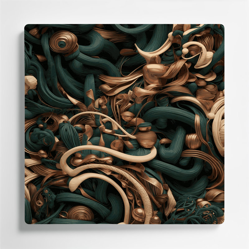Art abstrait en métal vert 100 formes abstraites, H 16 po x l 16 po