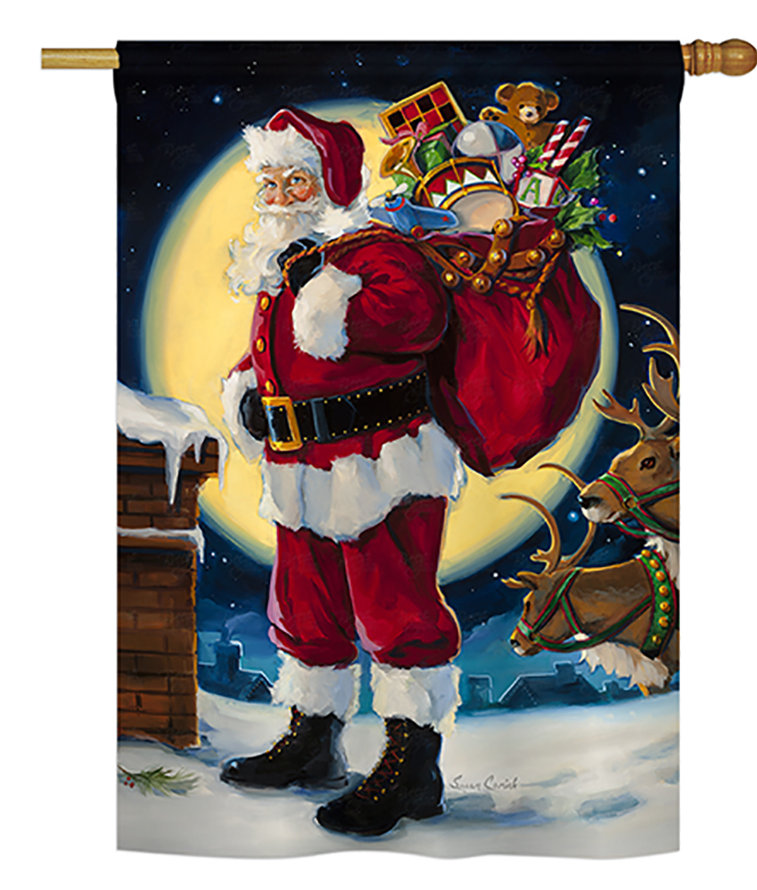 Double Sided 40'' H x 28'' W Polyester Christmas Garden Flag Breeze Decor