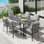 Maynard 7-Piece Black Metal Patio Dining Set With Rectangular Table And Gray Cushions