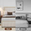 Structure de lit avec tête et pied de lit de 50 po de hauteur, lit plateforme tapissier en chenille, capitonnage à rainures verticales avec garniture cloutée-336937694-336937693