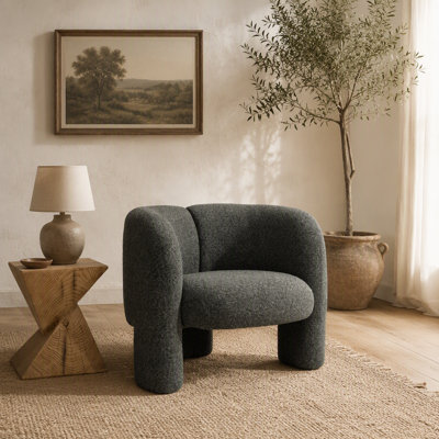 Fauteuil d'appoint en tweed vert Pemba