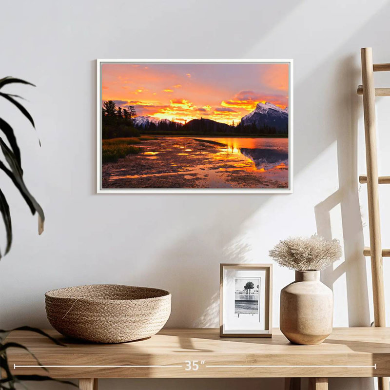 Coucher de soleil au lac Vermilion, Cadre flottant blanc, 19 po x 13 po